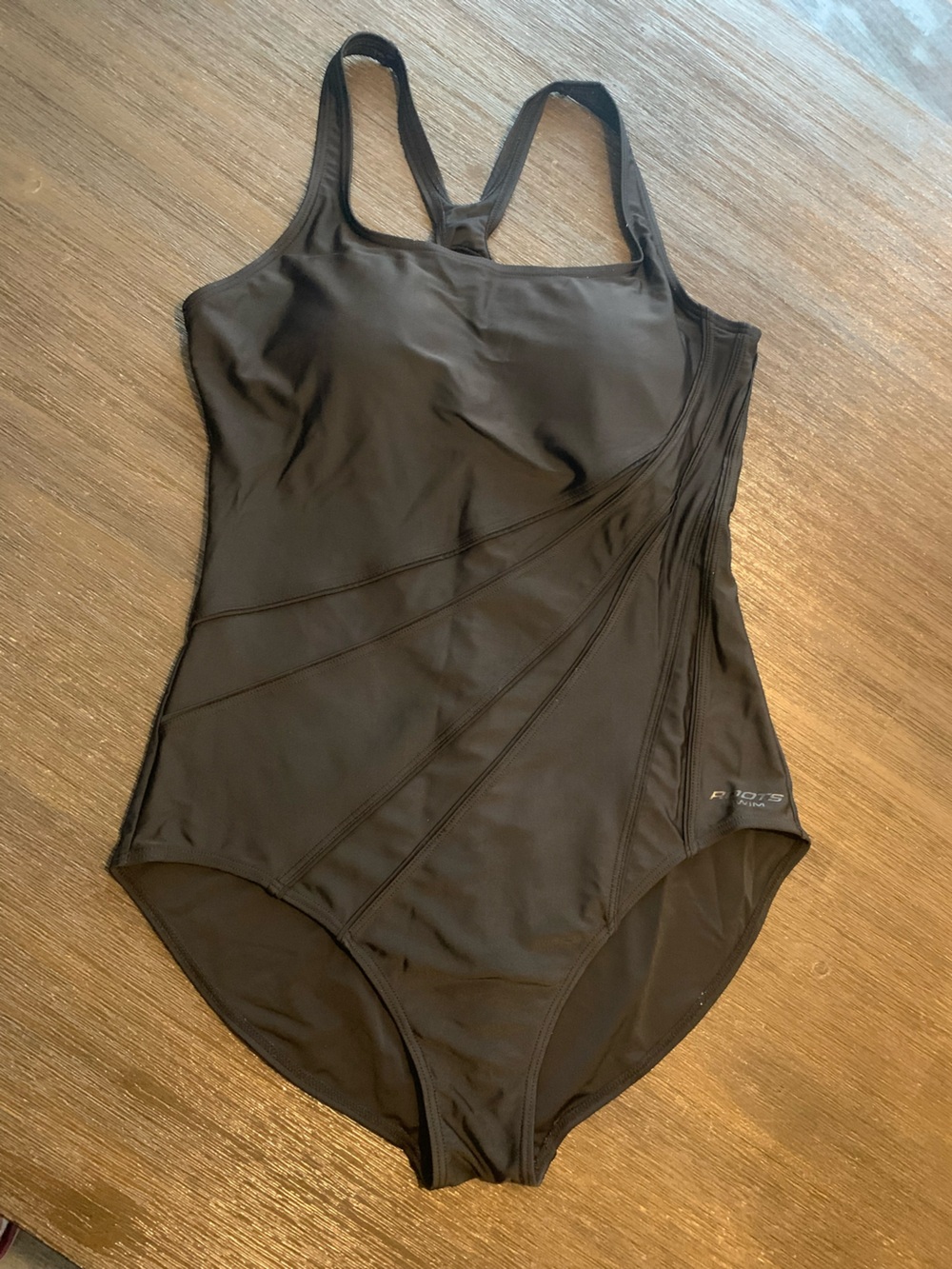 Roots Black Women's Swim Mini with Racerback and Diagonal Paneling